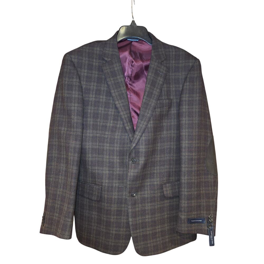 Tommy‎ Hilfiger green and navy plaid, wool sport coat, jacket blazer sz 42R
